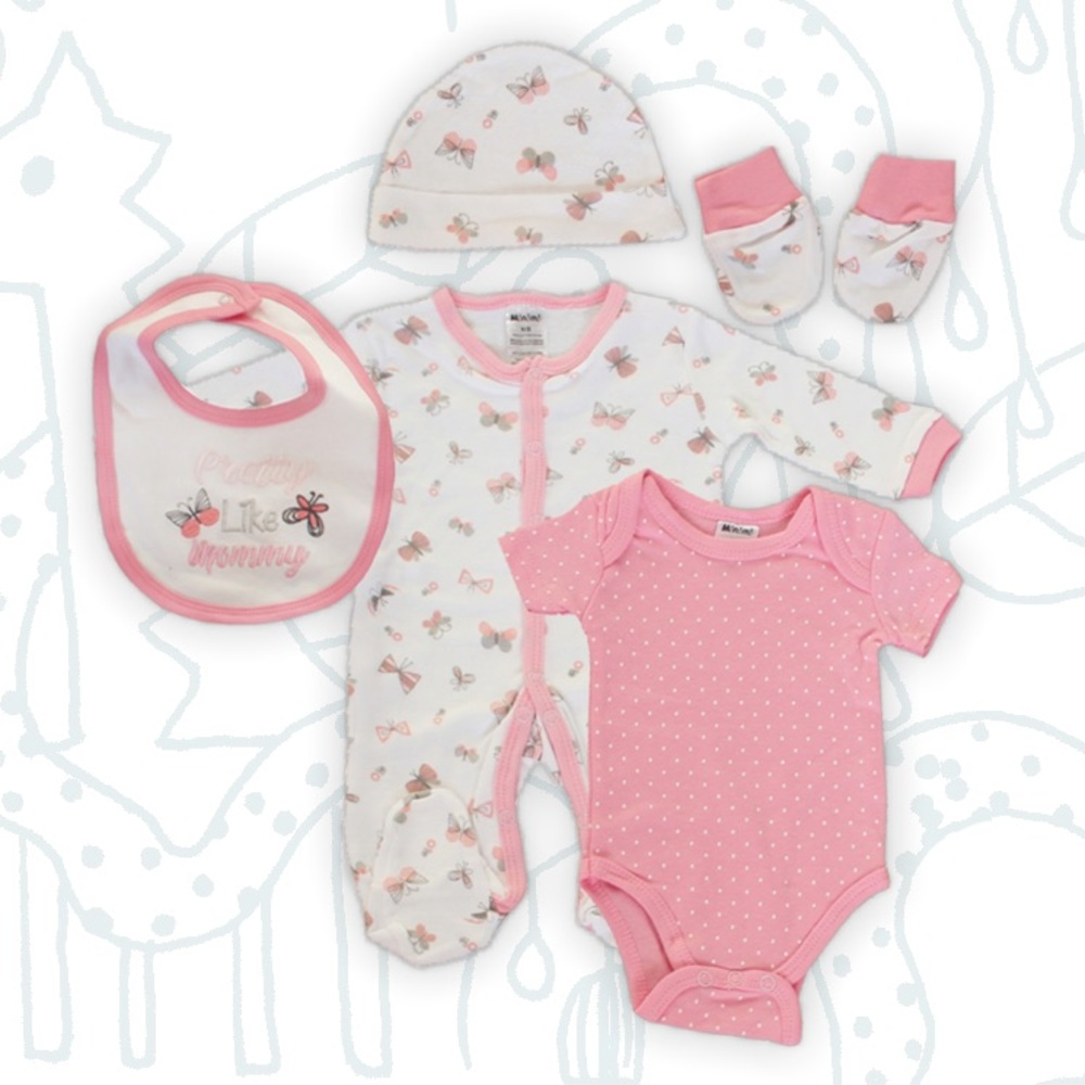 PRETTY LIKE MOMMY 5-Piece Girl Bodysuit Gift Set